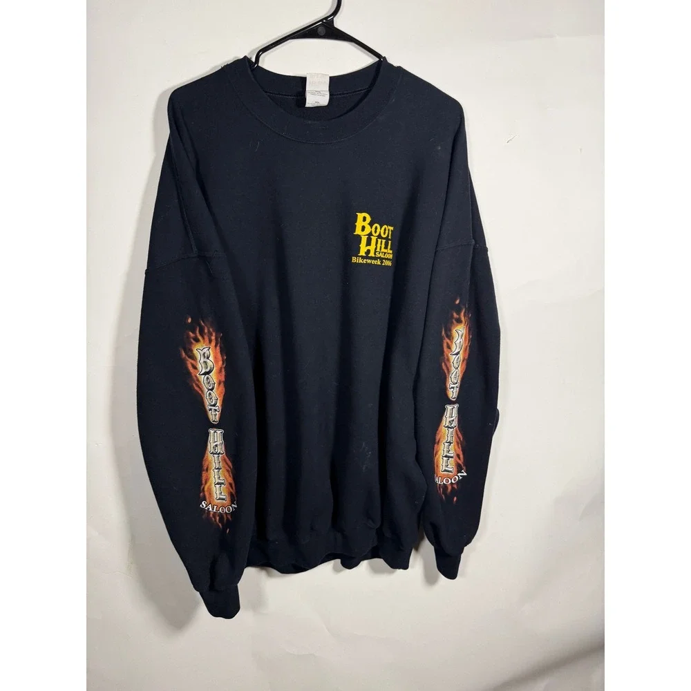 Vintage 2006 Boot Hill Saloon Bike Week Sweatshirt Mens XXXL Black Eagle Flame - Picture 1 of 9